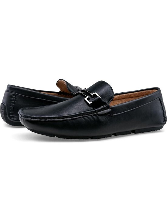 Jousen Men\'s Black Classic Penny Loafers Metal Buckle Slip On Casual Shoes